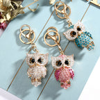 Metal Diamond Owl Keychain Alloy Shimmering Animal Charm Colorful