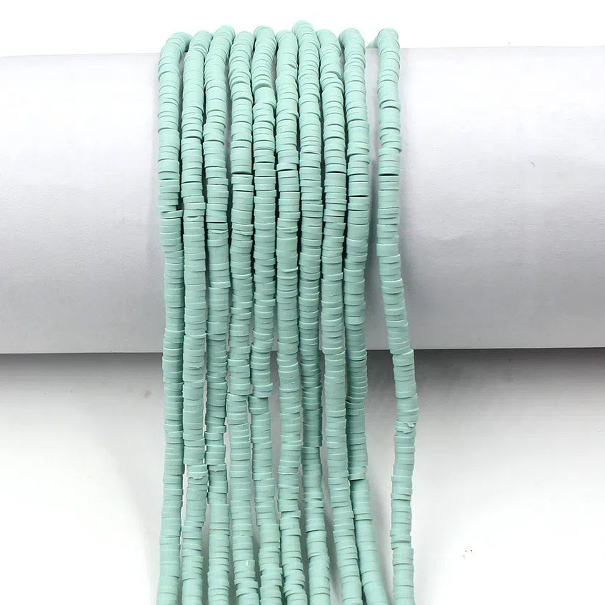 Flat Clay Beads 4mm Solid Color Polymer Disc 10strands 9