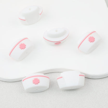 3D Colorful 3D Nurse Cap Silicone Focal Beads 20 Pcs - Pink