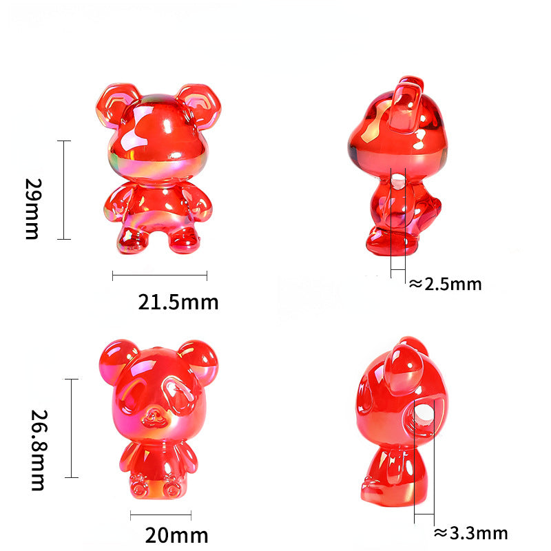 Transparent Bear Acrylic Beads 20-34mm Glossy Translucent 30pcs 3