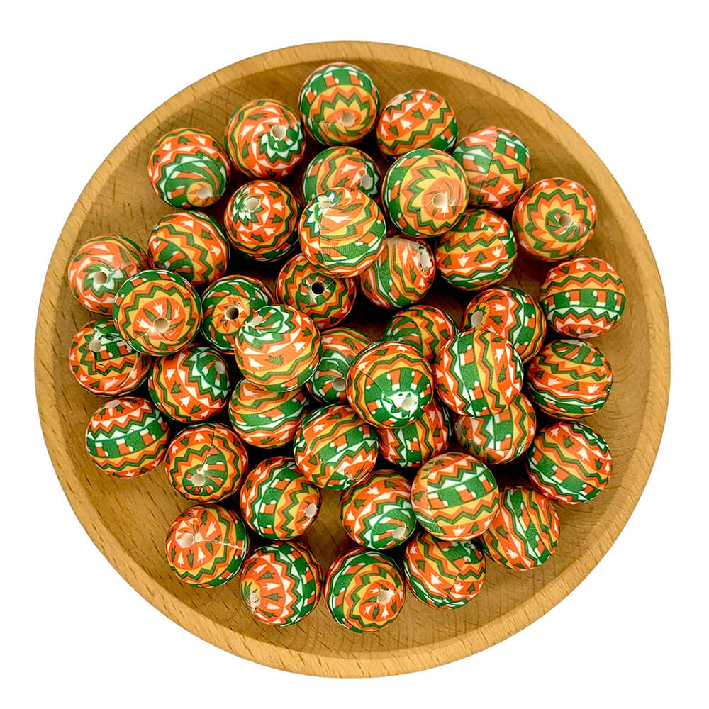 19-480# Christmas Printed Silicone beads
