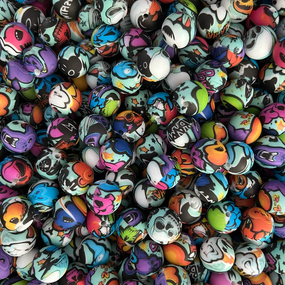 19 Halloween Printed Silicone Beads