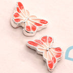 Butterfly Metal Beads 16mm Double Color Cloisonne Enamel 20pcs 2