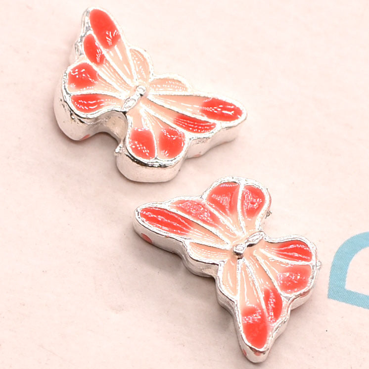Butterfly Metal Beads 16mm Double Color Cloisonne Enamel 20pcs 2