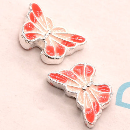Butterfly Metal Beads 16mm Double Color Cloisonne Enamel 20pcs 2
