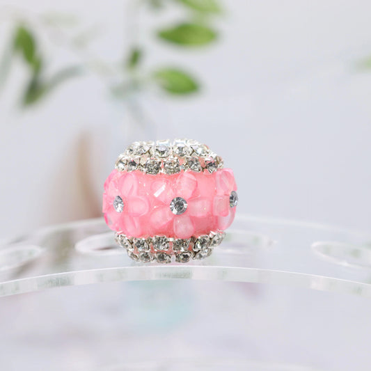 Flower Cluster Bubblegum Rhinestone Beads 16mm Pink Glitter Acrylic 5pcs