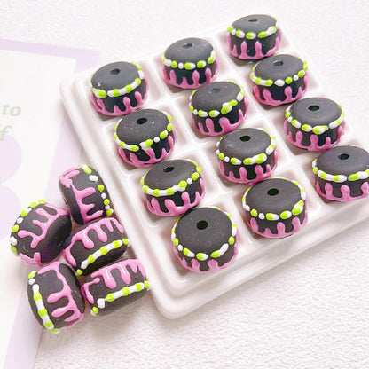 Painted Cake Acrylic Beads 14x20mm Colorful Dripping Icing 10pcs 15