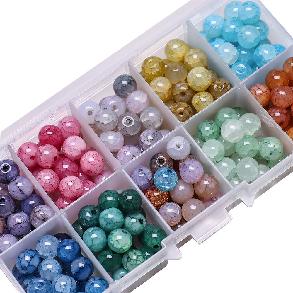 Crackle Round Glass Beads 8mm Imitation Jade Mixed Colors 200pcs 2