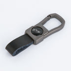 Men's Leather Keychain with Polished Metal Clip and Carabiner Hook 2