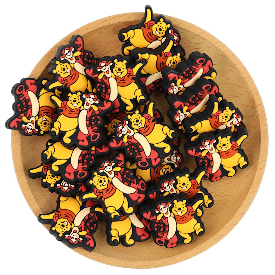 Silicone Focal Beads Disney Pooh Bear Tigger Side by Side 20pcs 3