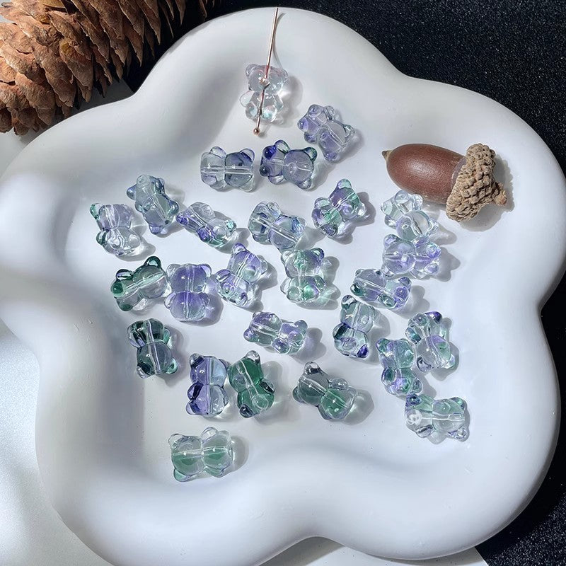 Bear Transparent Glass Beads 12mm 14mm Multicolor 50pcs 8
