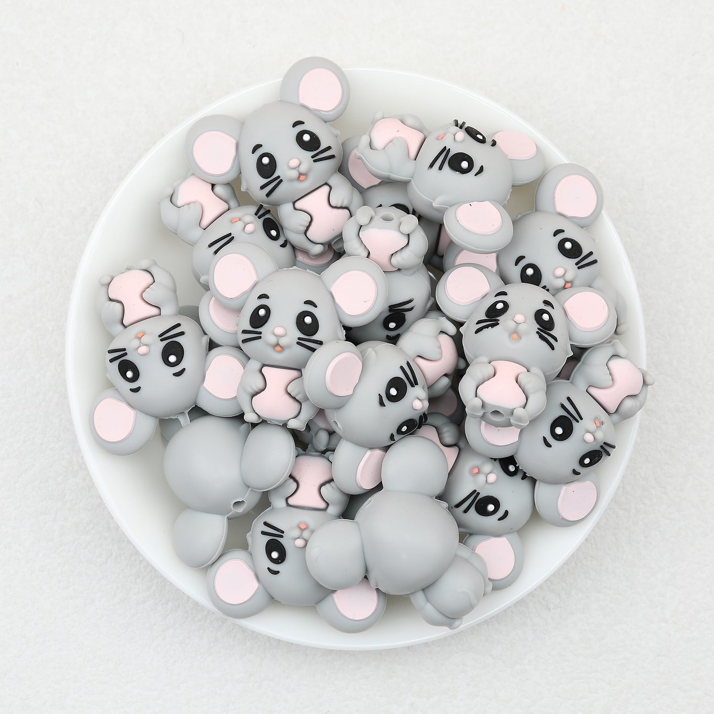 Cute 3D Mouse Silicone Focal Beads 20 pcs 5