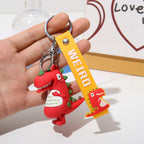 Silicone Dinosaur Couple Keychain Cute Colorful Weird Strap 3