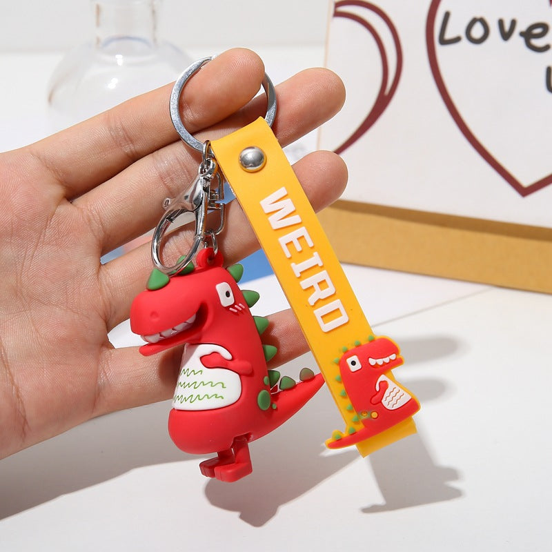 Silicone Dinosaur Couple Keychain Cute Colorful Weird Strap 3