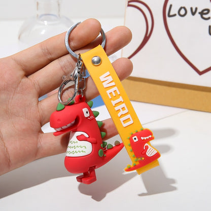 Silicone Dinosaur Couple Keychain Cute Colorful Weird Strap 3