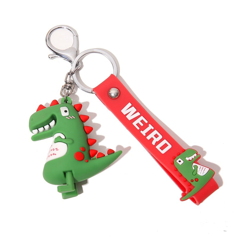 Silicone Dinosaur Couple Keychain Cute Colorful Weird Strap