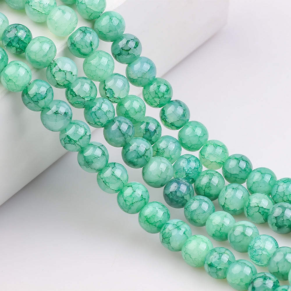 Crackle Round Glass Beads 8mm Multicolor Textured Finish 100pcs 23