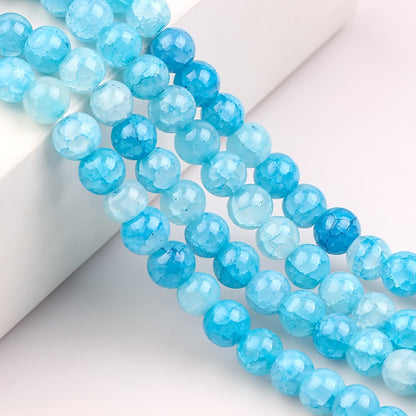Crackle Round Glass Beads 8mm Multicolor Textured Finish 100pcs 19