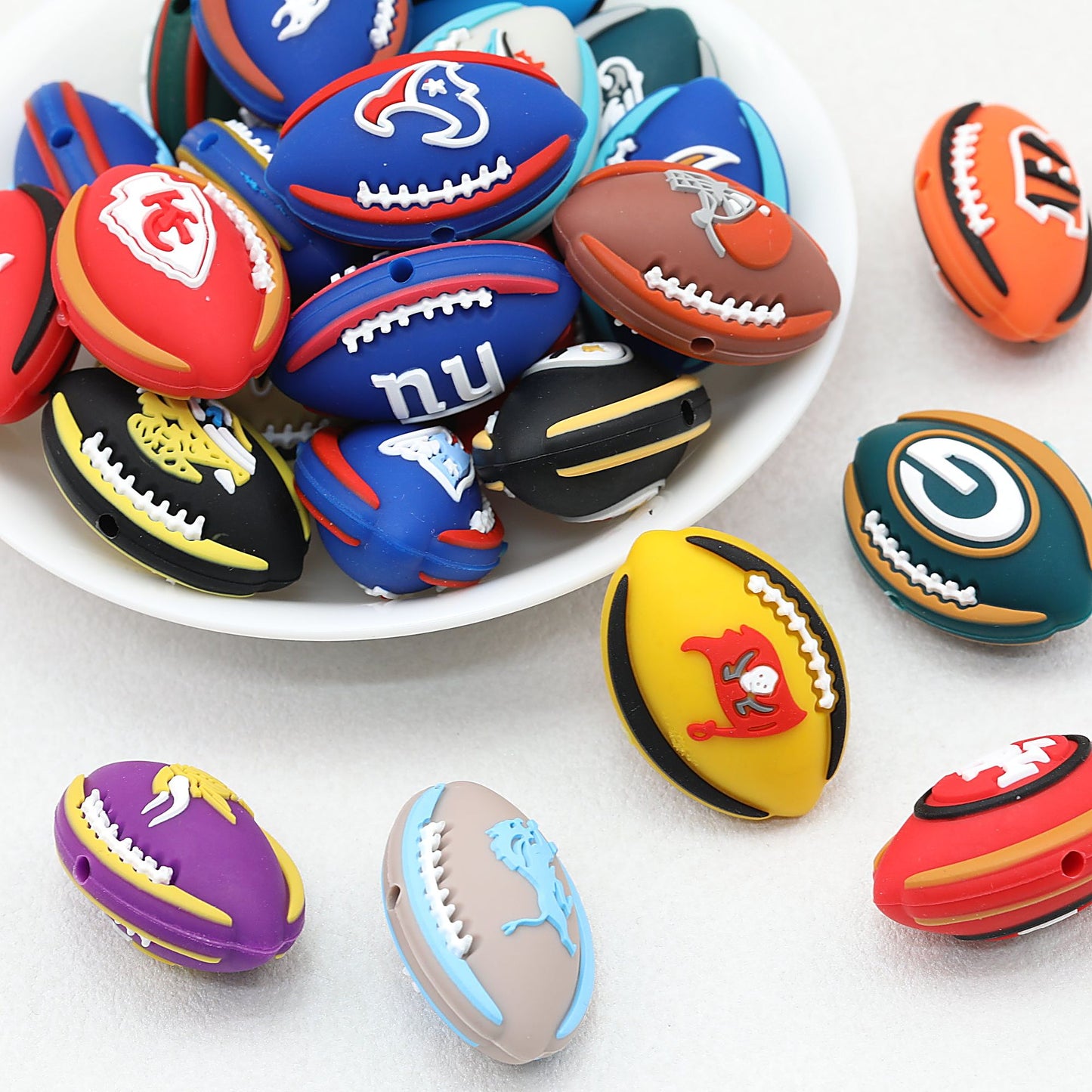 Silicone 3D NFL Focal Beads  20 pcs