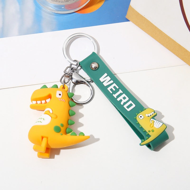 Silicone Dinosaur Couple Keychain Cute Colorful Weird Strap 8
