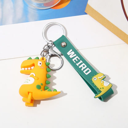 Silicone Dinosaur Couple Keychain Cute Colorful Weird Strap 8