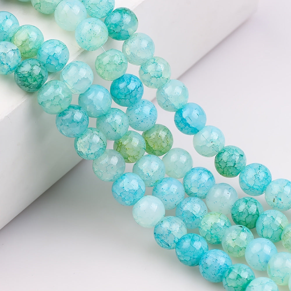 Crackle Round Glass Beads 8mm Multicolor Textured Finish 100pcs 20