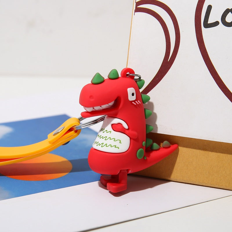 Silicone Dinosaur Couple Keychain Cute Colorful Weird Strap 4