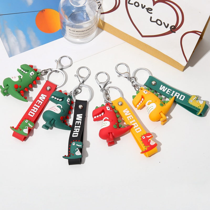 Silicone Dinosaur Couple Keychain Cute Colorful Weird Strap 5