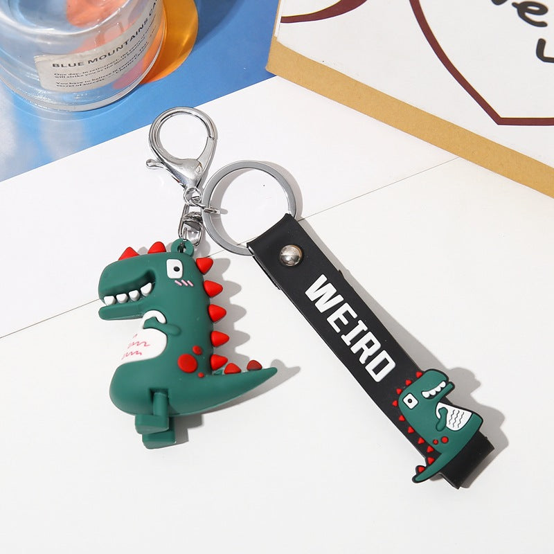 Silicone Dinosaur Couple Keychain Cute Colorful Weird Strap 2