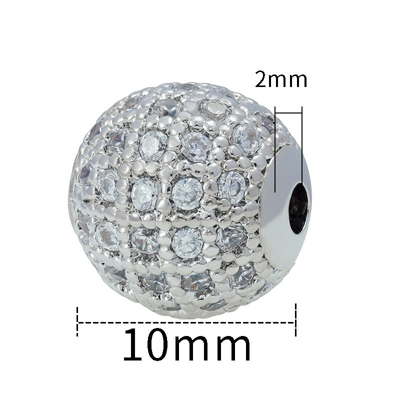Fancy Zirconia Paved Brass Round Beads 6mm 8mm 10mm 30pcs 6