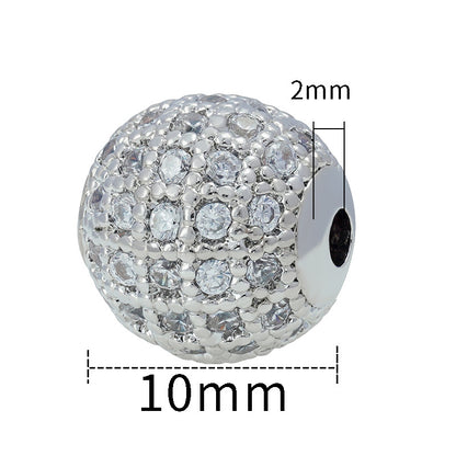 Fancy Zirconia Paved Brass Round Beads 6mm 8mm 10mm 30pcs 6