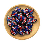 Silicone Focal Beads Independent Day US Boots Stars and Stripes 20pcs 2
