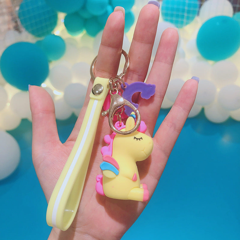 Resin Unicorn Keychain Cartoon Cute Pastel Animal Charm PVC 8