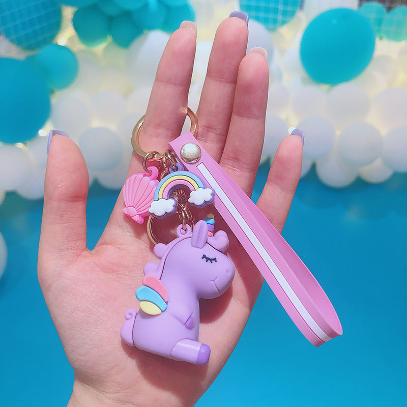 Resin Unicorn Keychain Cartoon Cute Pastel Animal Charm PVC 4