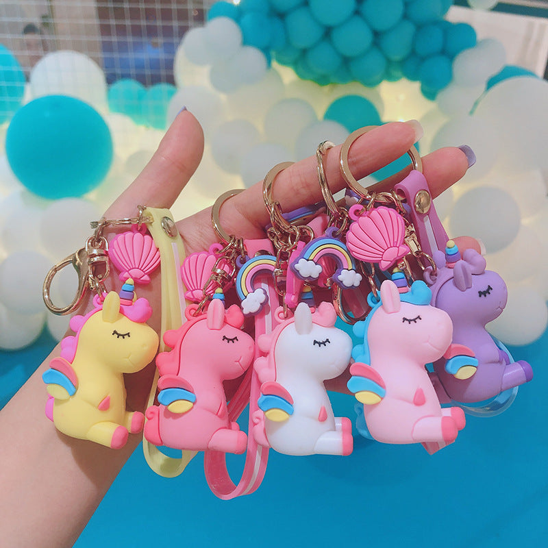 Resin Unicorn Keychain Cartoon Cute Pastel Animal Charm PVC