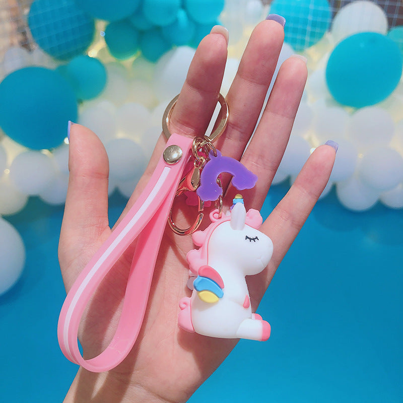 Resin Unicorn Keychain Cartoon Cute Pastel Animal Charm PVC 3
