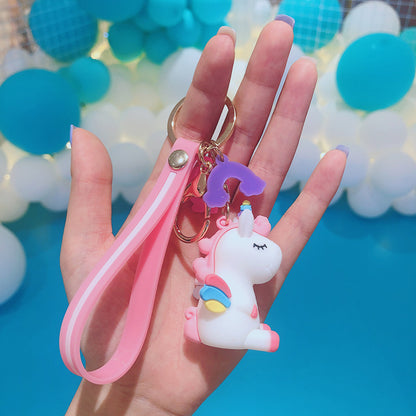 Resin Unicorn Keychain Cartoon Cute Pastel Animal Charm PVC 3
