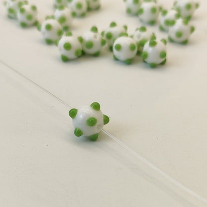 Lampwork Glass Beads Sea Urchin 11mm Handmade Polka Dotted 14pcs 11
