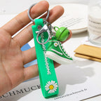 Silicone Shoe Keychain Colorful Sneaker Charm with Daisy Detail 4