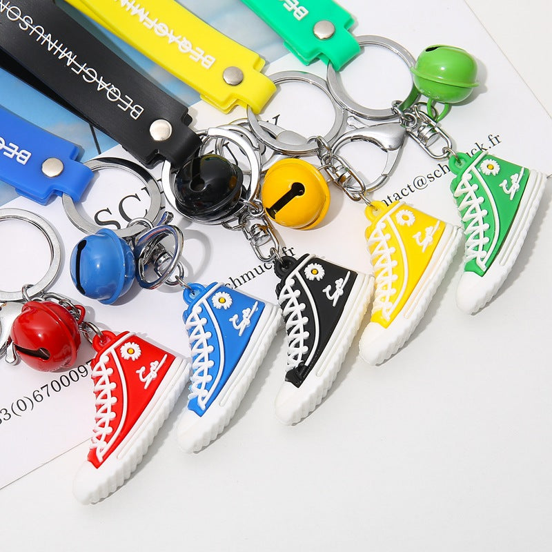 Silicone Shoe Keychain Colorful Sneaker Charm with Daisy Detail