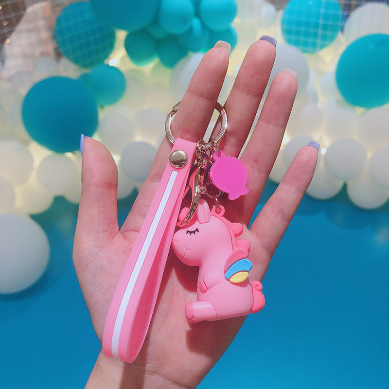 Resin Unicorn Keychain Cartoon Cute Pastel Animal Charm PVC 6