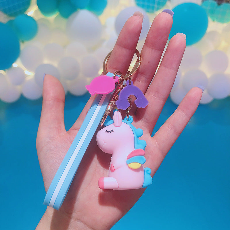 Resin Unicorn Keychain Cartoon Cute Pastel Animal Charm PVC 9