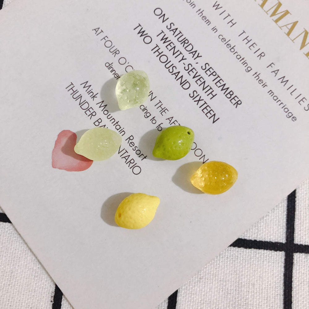 Czech Glass Lemon Glass Beads 14mm Textured Citrus 10pcs