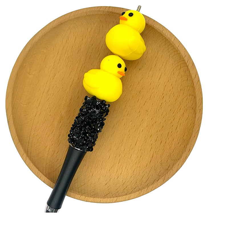Silicone 3D Focal Beads Little Duck Vibrant Colors Glitter Speckled 9