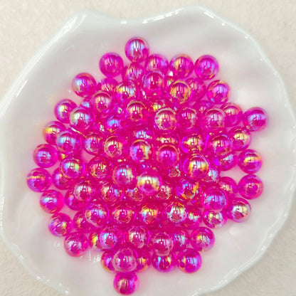 Plating Round Acrylic Beads 10mm Iridescent Transparent 950pcs 16