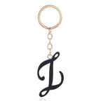 Metal Fashion Letter Keychain Black and Gold Script Design 30