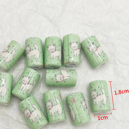 Spring Acrylic Tube Beads 18mm Cute Puppy Printed Glossy 10pcs 7