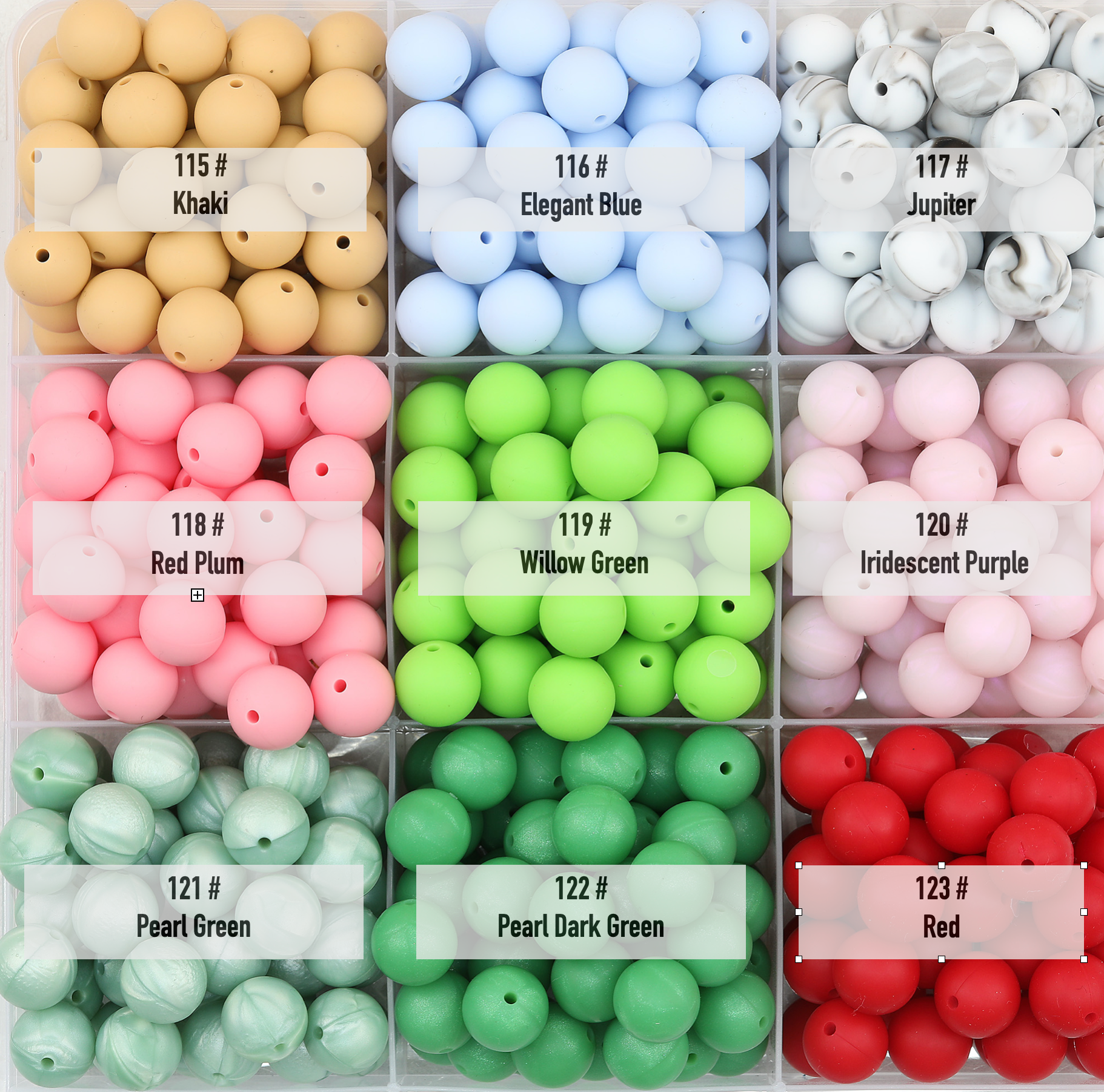 50pcs 15mm Solid Color Round Silicone Beads-32 Colors（97-123） 6