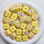 Hand Painted Square Acrylic Beads 16mm Cute Macaron 5pcs 13