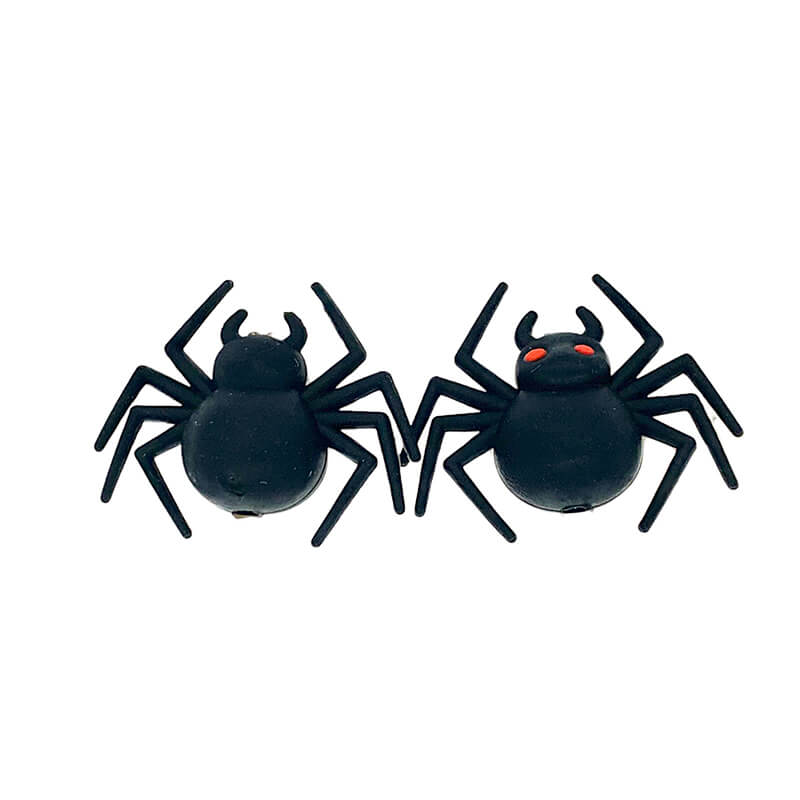 Silicone 3D Focal Beads Spider Halloween Red Eyes Black Design